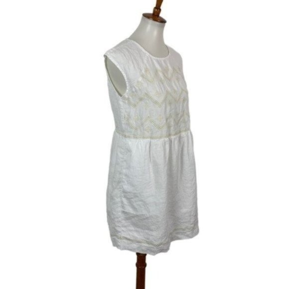 Madewell Dress Medium White Linen Short Sleeve - Picture 4 of 8